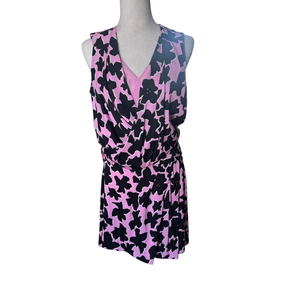Diane Von Furstenberg Daran Dove Bloom Pink Faux Wrap Stretch Silk Dress - Picture 3 of 11